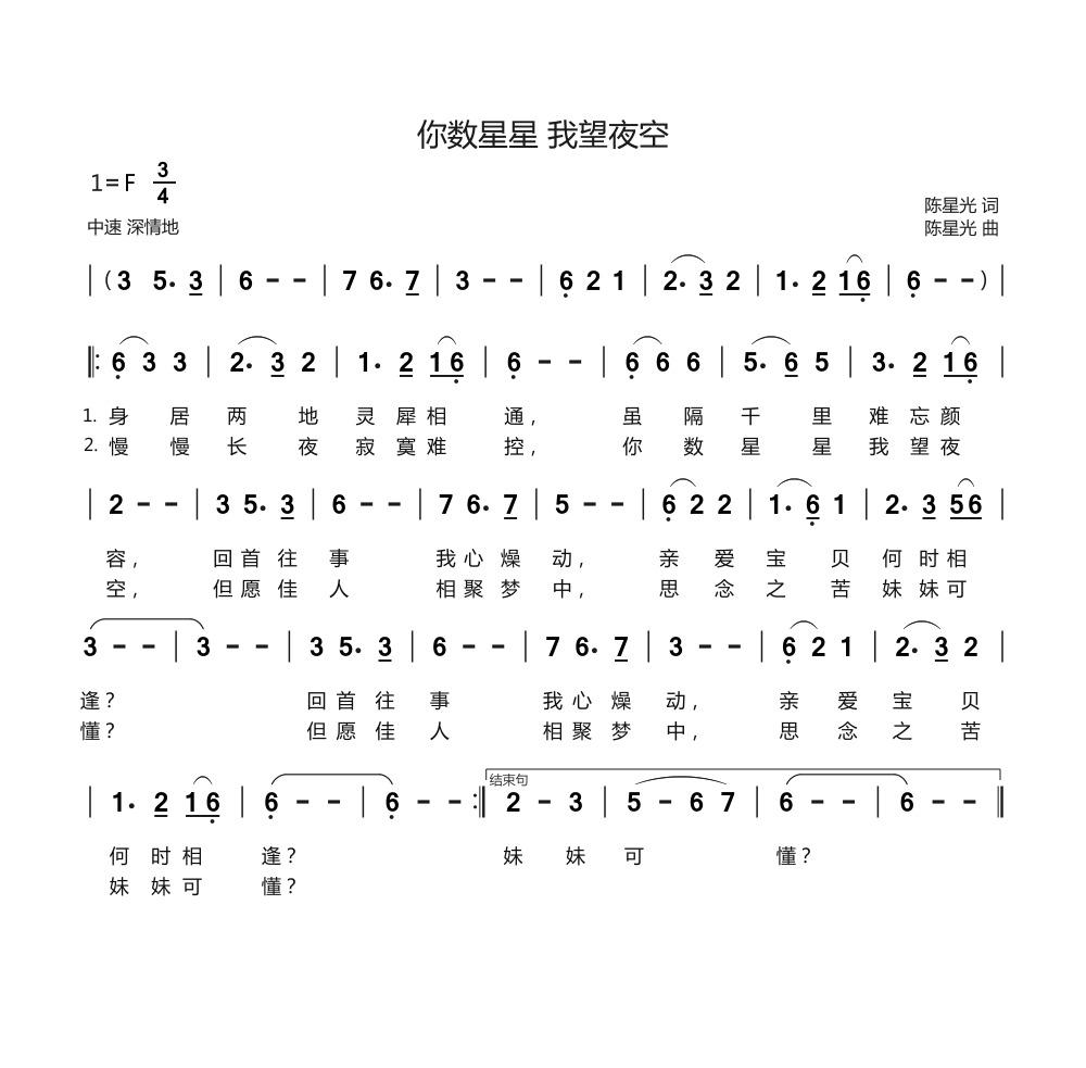 你数星星我望夜空（陈星光词曲）
