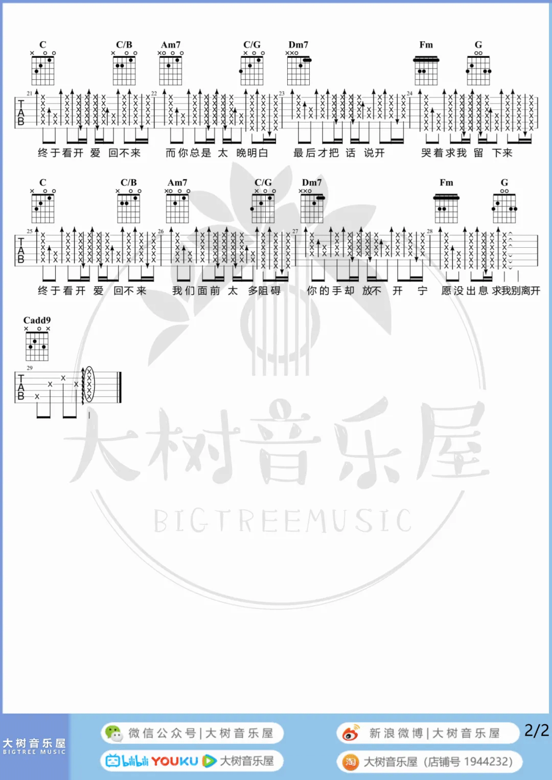 倒带吉他谱_蔡依林_C调调弦版 弹唱教学视频-图片1