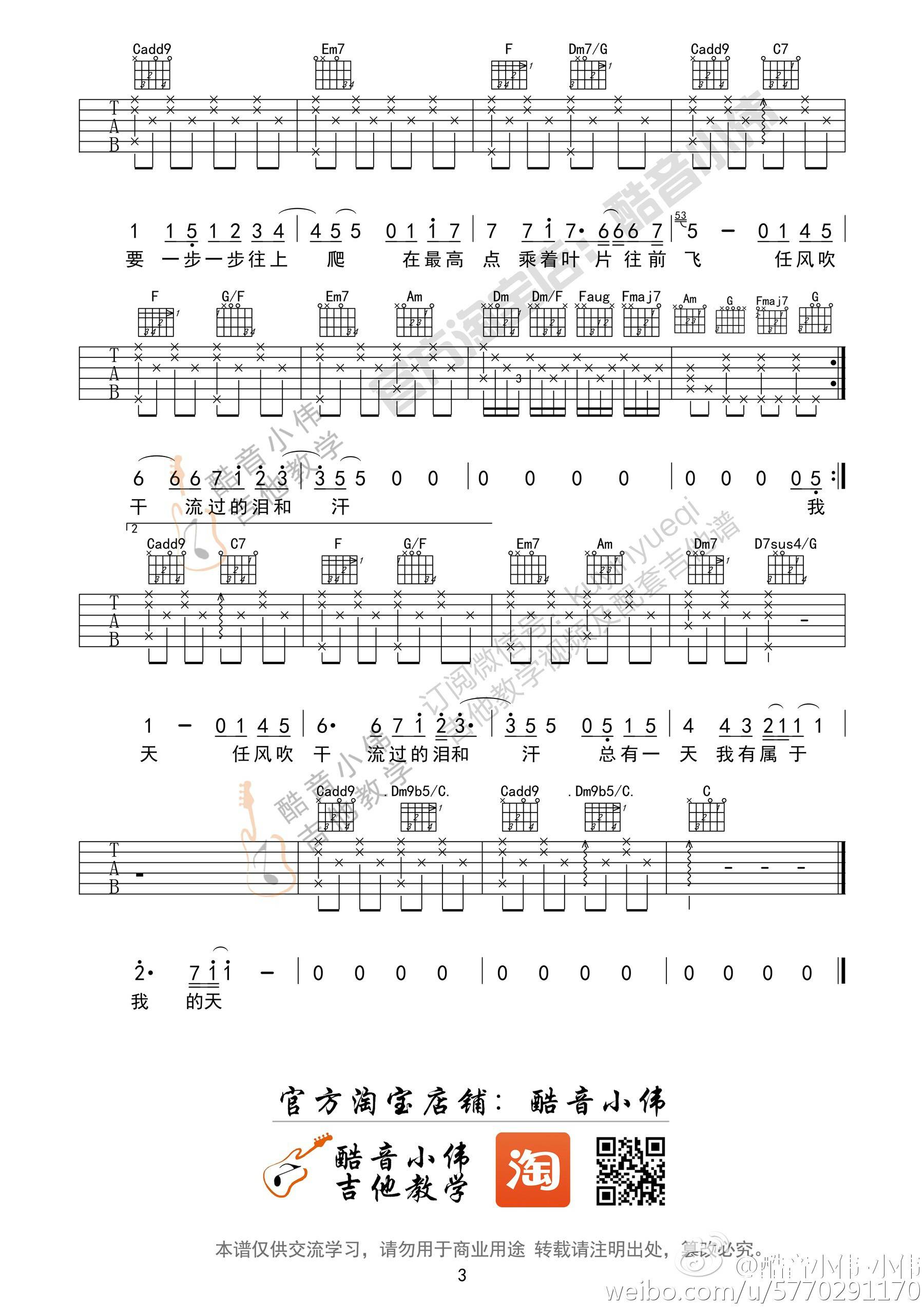 蜗牛吉他谱_周杰伦_C调单音版 弹唱教学视频-图片1