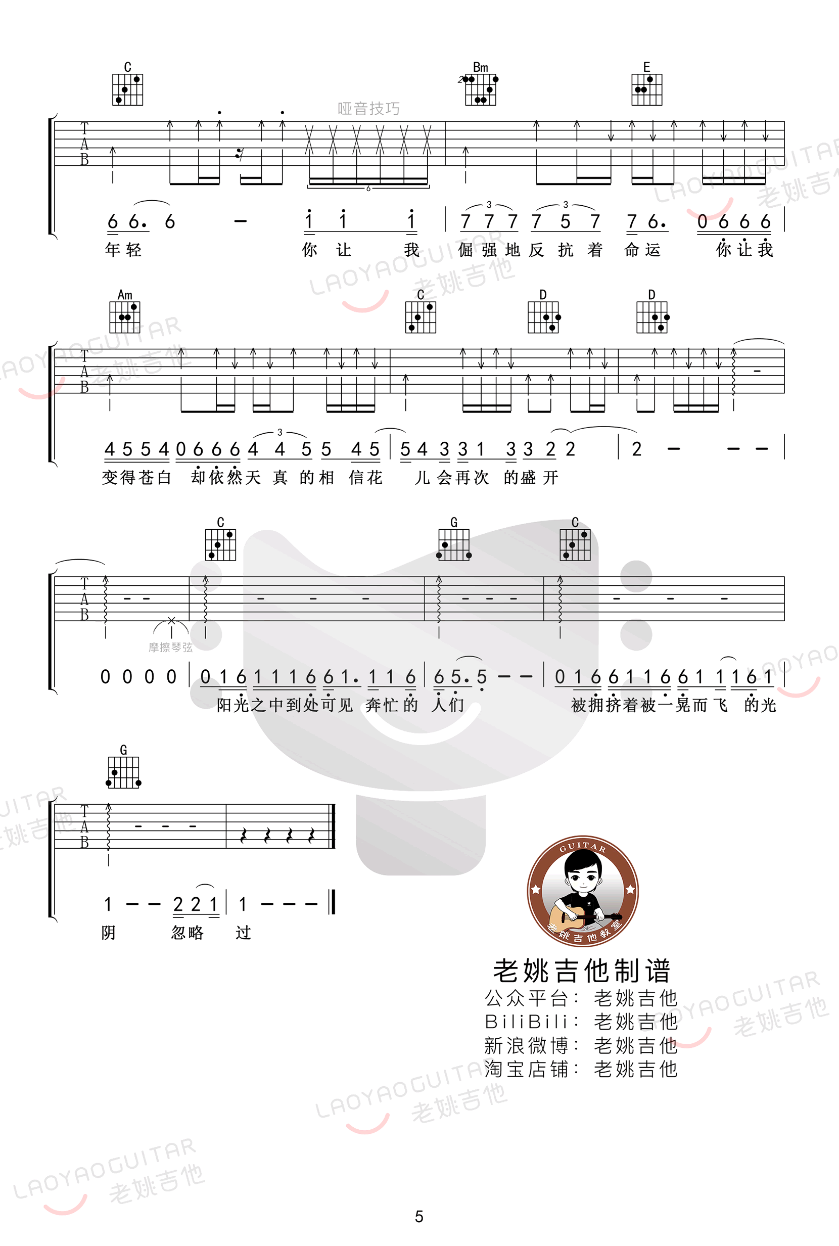 理想吉他谱_赵雷_G调调弦版 弹唱教学视频-图片1