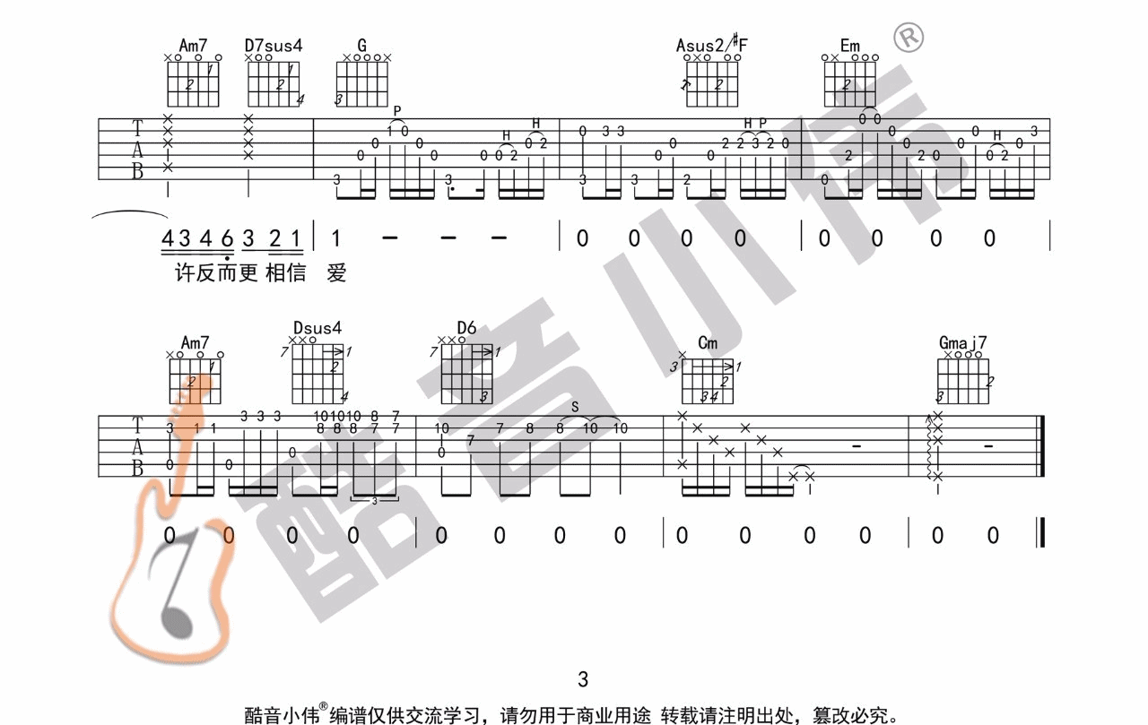 忽然之间吉他谱_莫文蔚_G调扫弦版 弹唱教学视频-图片1