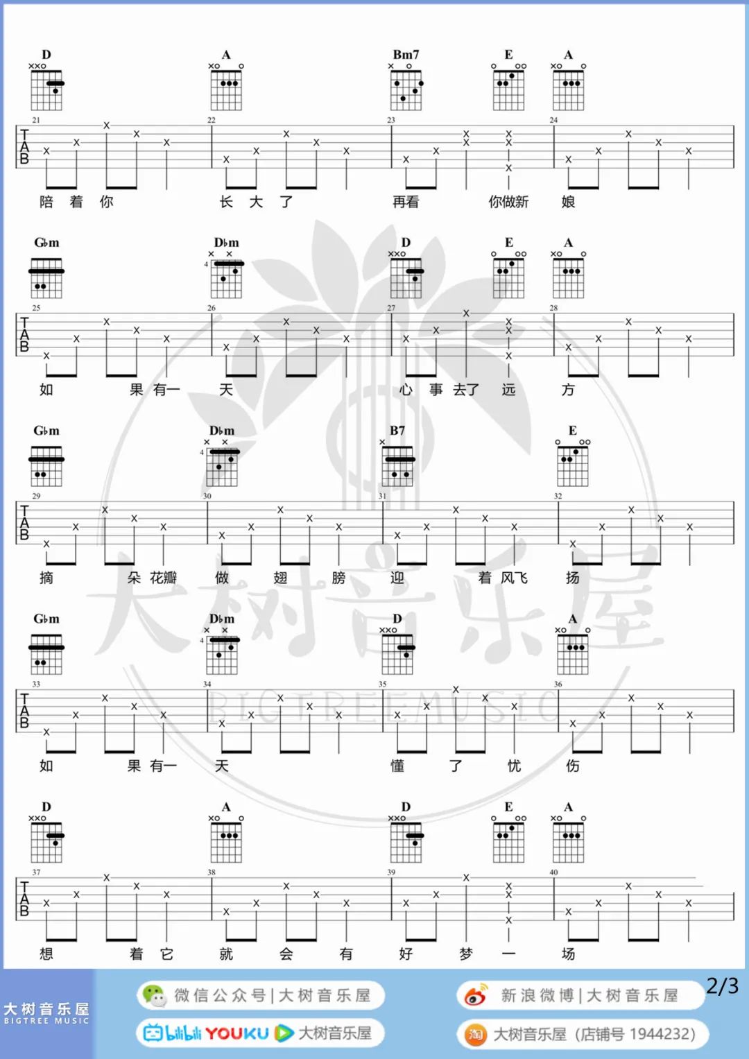 萱草花吉他谱_张小斐_A调演奏版 弹唱教学视频-图片1