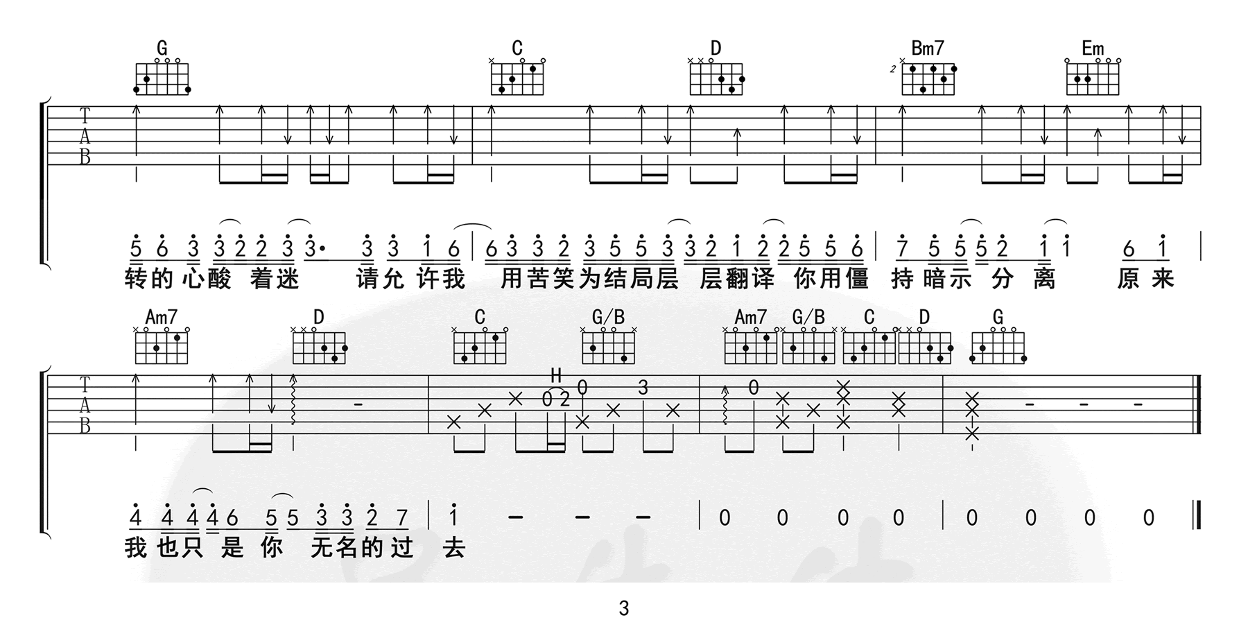 暗示分离吉他谱_en_G调调弦指法原版-图片1