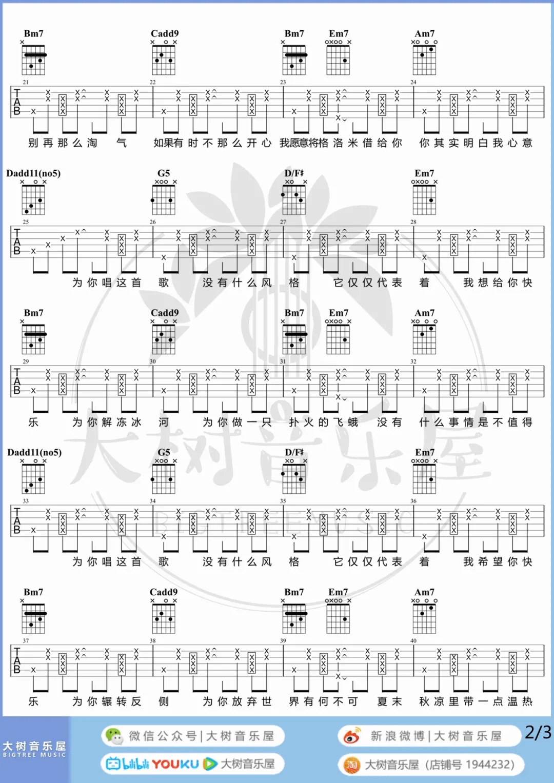 有何不可吉他谱_许嵩_G调调弦版 弹唱教学视频-图片1