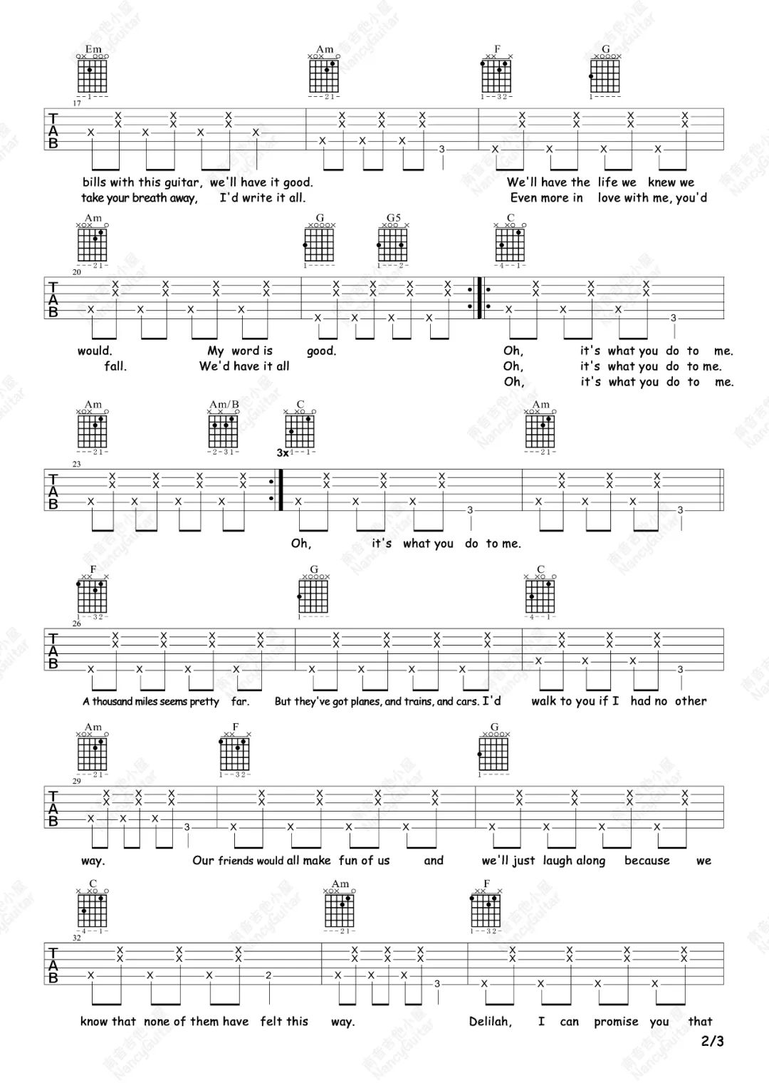 Hey There Delilah吉他谱_Plain White T’s_C调扫弦版 弹唱教学视频-图片1