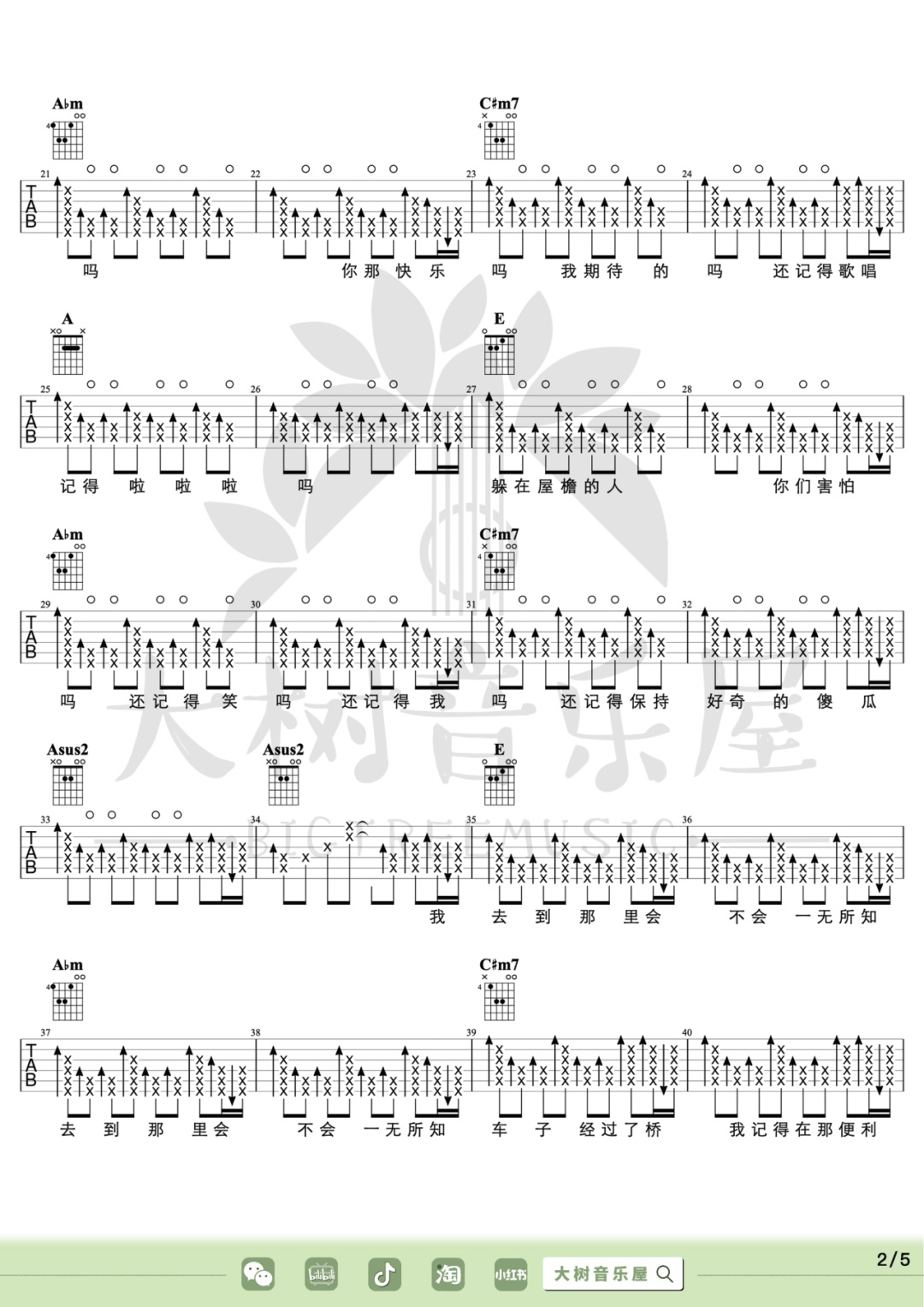 鲜花吉他谱_回春丹乐队_E调双音版 弹唱教学视频-图片1