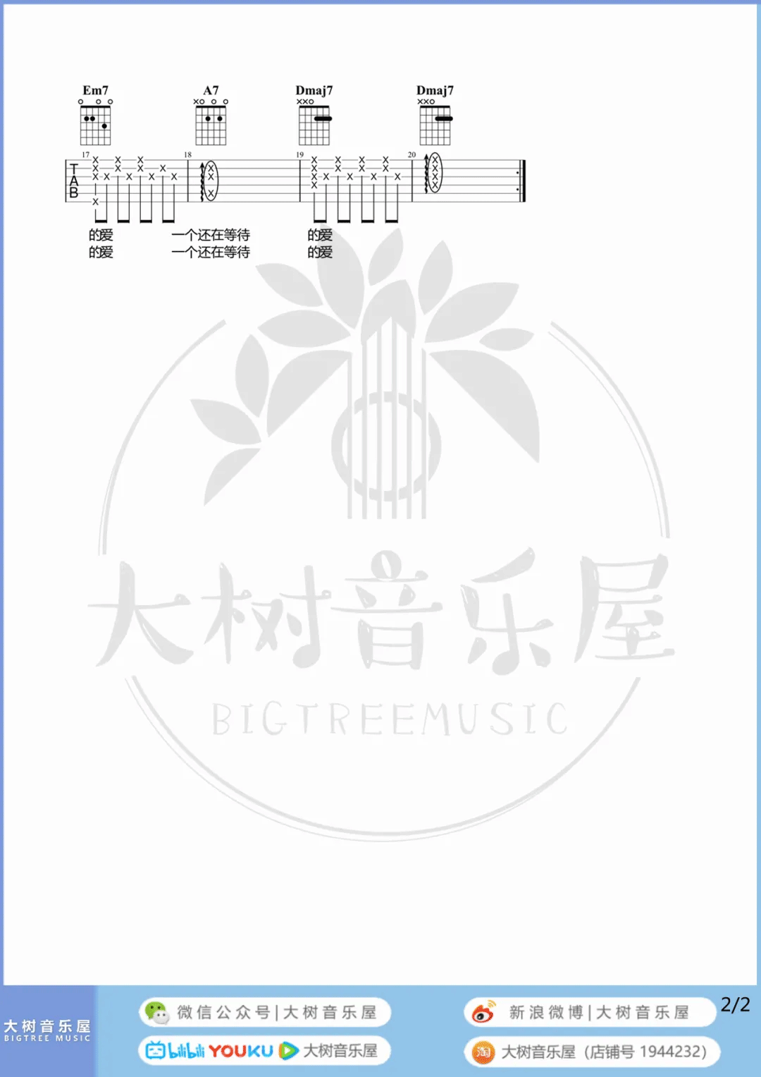 夏夜晚风吉他谱_伍佰_G调调弦版 弹唱教学视频-图片1