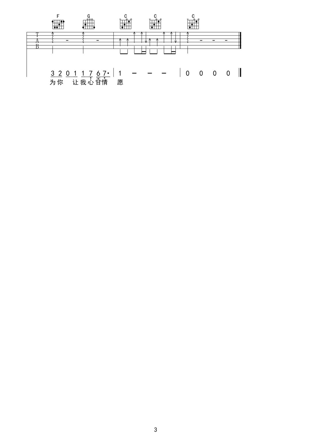 爱你吉他谱_王心凌_C调单音版 弹唱教学视频-图片1