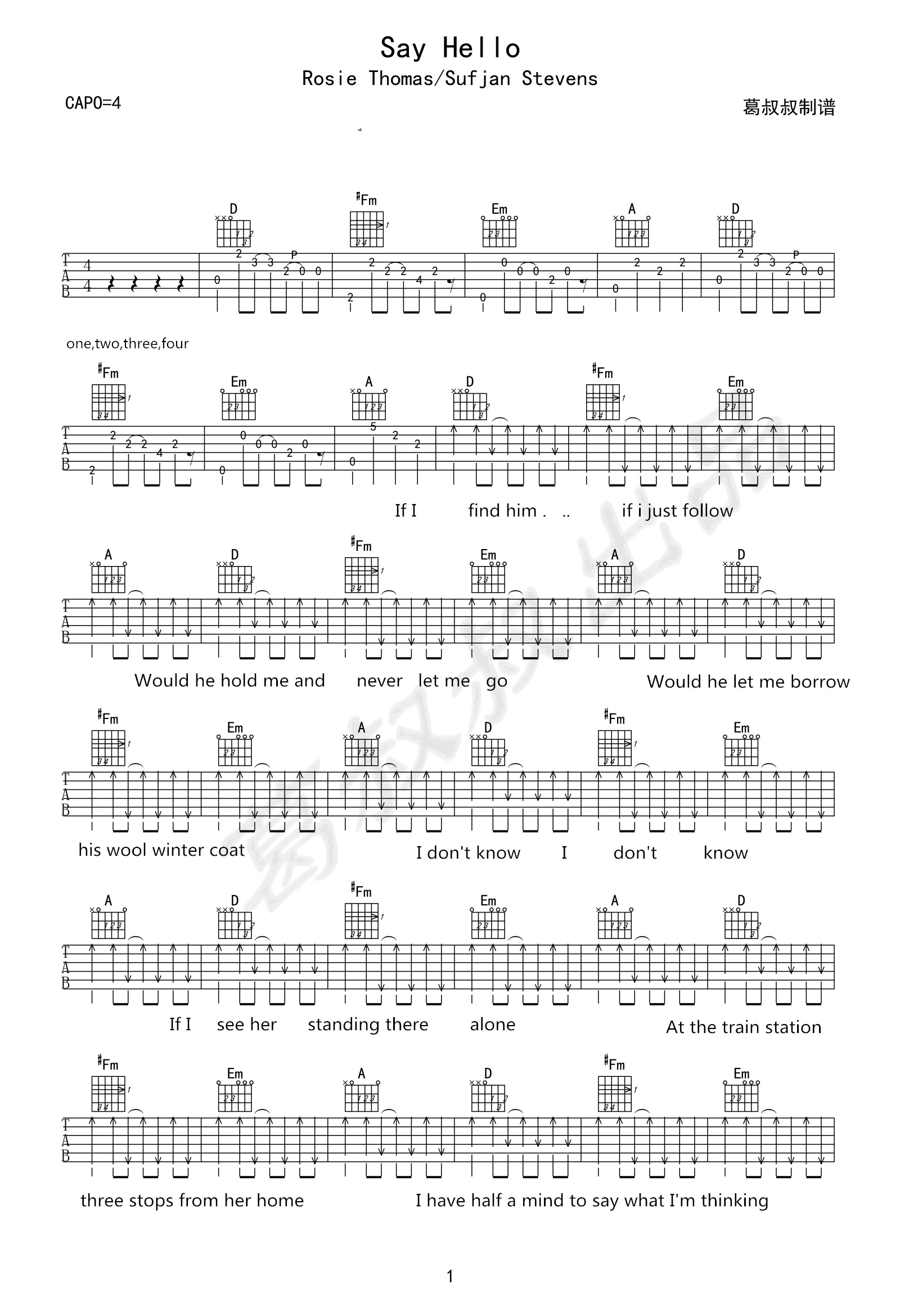 Say-Hello吉他谱1-Rosie-Thomas