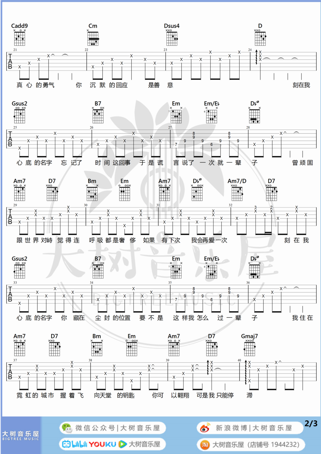 刻在我心底的名字吉他谱_卢广仲_C调和弦版 弹唱教学视频-图片1