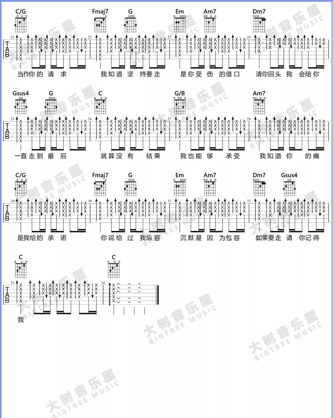 借口吉他谱_周杰伦_C调演奏版 弹唱教学视频-图片1