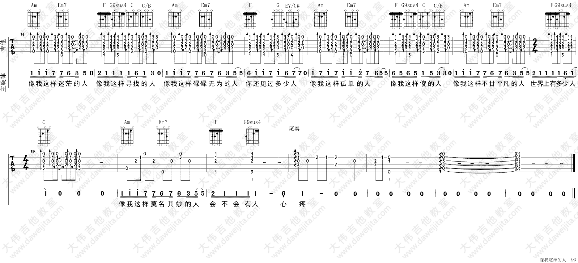 像我这样的人吉他谱_毛不易_C调和弦版 弹唱教学视频_1-图片1