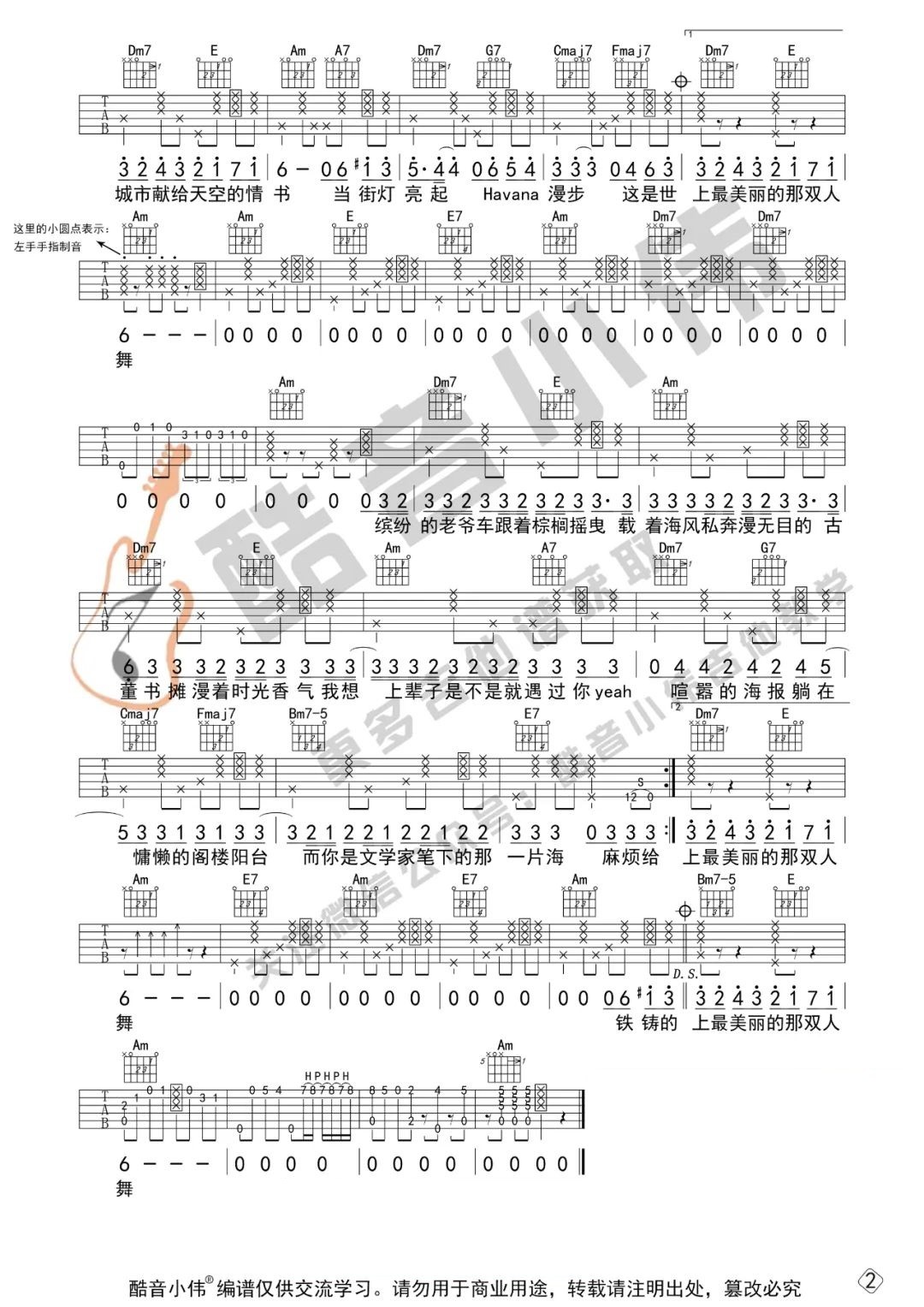 Mojito吉他谱_周杰伦_C调单音版 弹唱教学视频-图片1