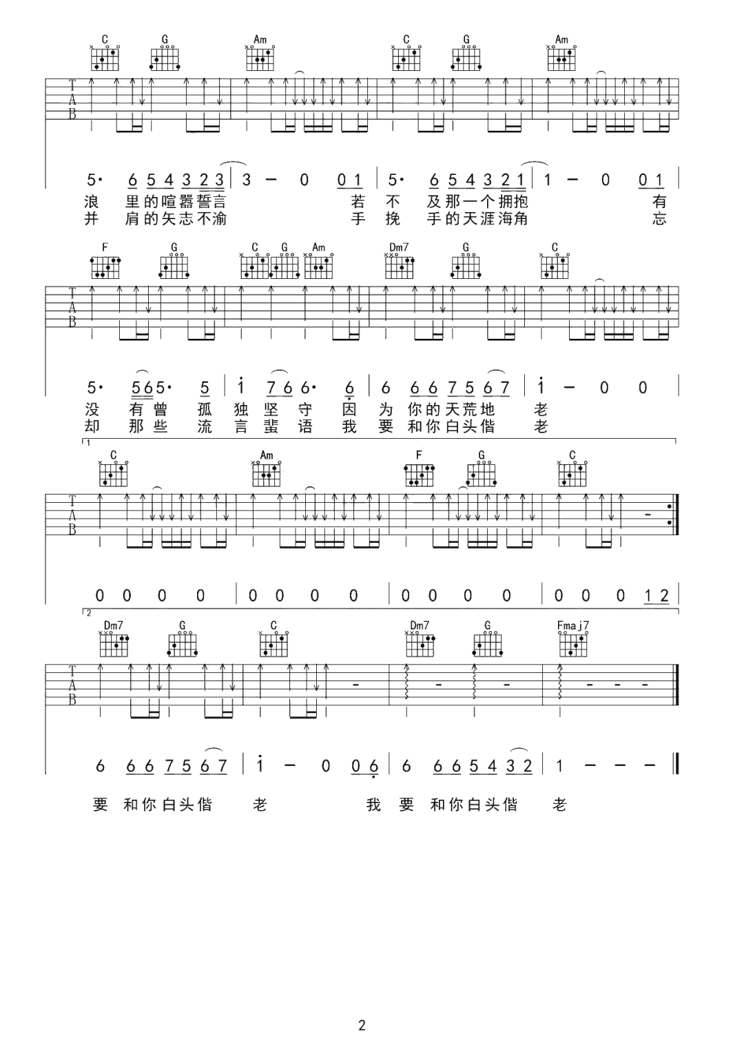 海若有因吉他谱2-许魏洲