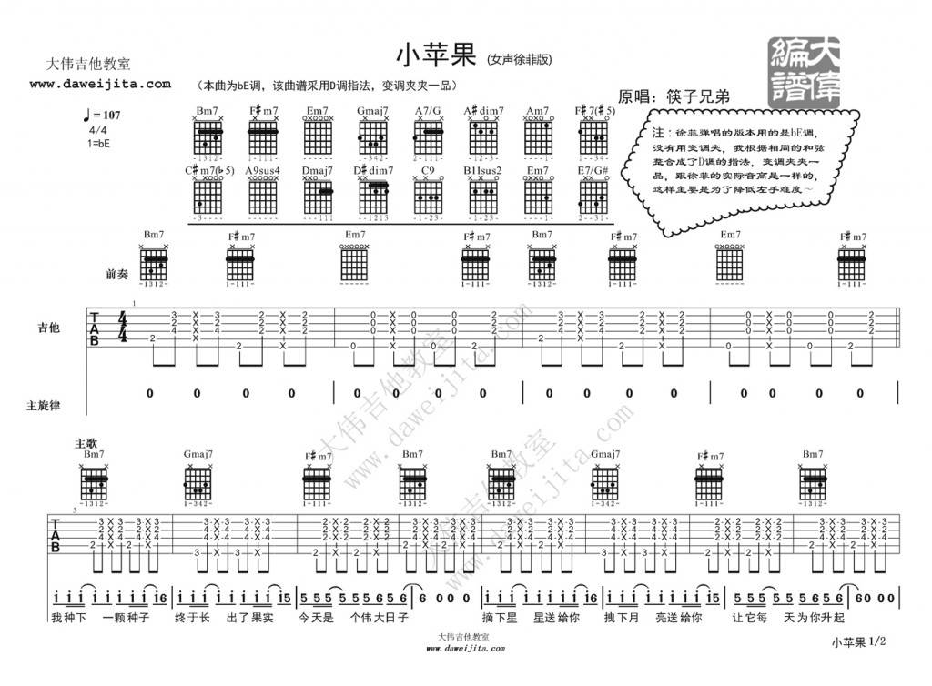 小苹果吉他谱1-筷子兄弟