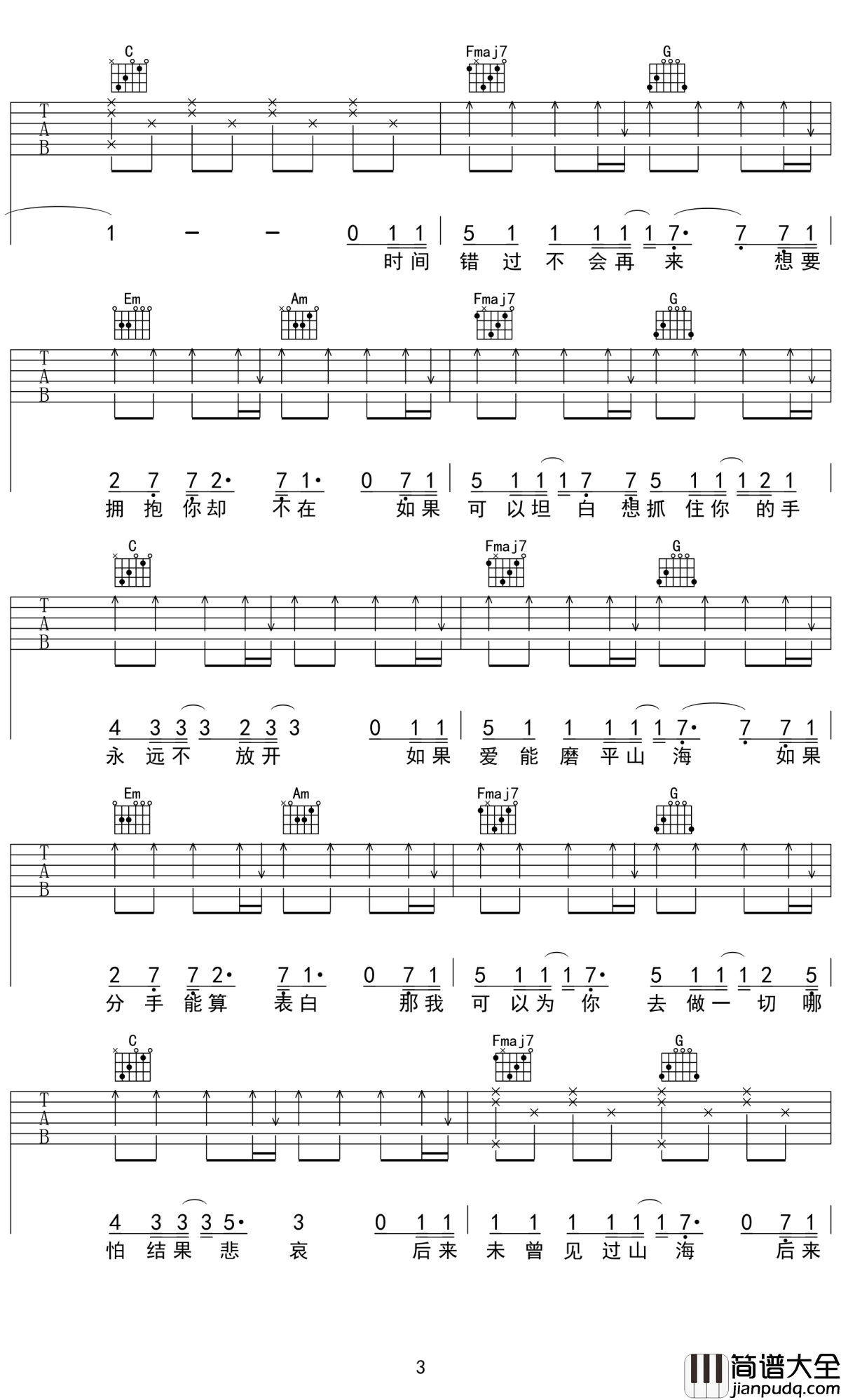 即兴吉他谱_小咪_你现在还好吗