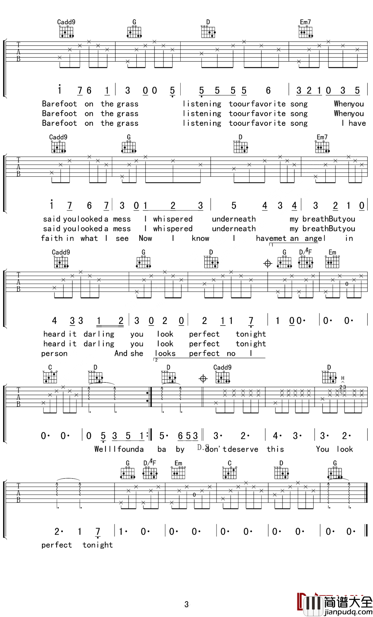 Perfect吉他谱_Ed_Sheeran_让你陷入爱情的漩涡